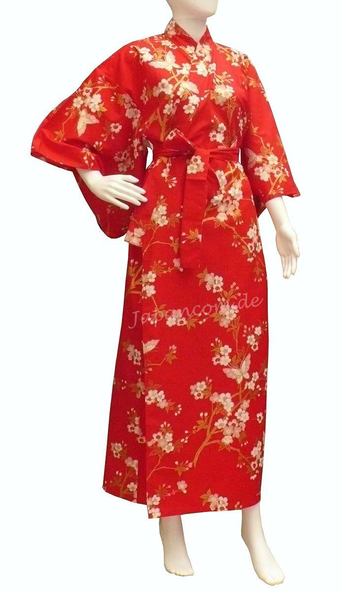 Kimono Schmetterling & Kirschblüten rot 137cm